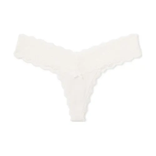 Victoria's Secret Розовый The LACIE Кружево Обхват талии Хлопок Стринг Panty Белый I Нижнее белье Женские 1 шт Белый