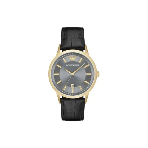 EMPORIO ARMANI RENATO Collection Мужские часы Кварцевый механизм Естественная кожа Ремешок 43 мм Серый циферблат