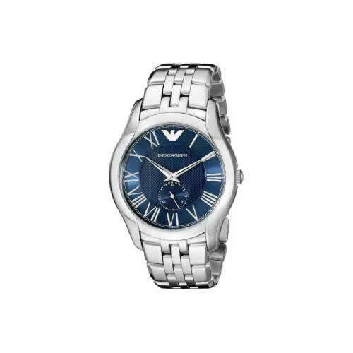 EMPORIO ARMANI Мужские часы Кварцевый механизм Ремешок из нержавеющей стали 43 мм Синий циферблат