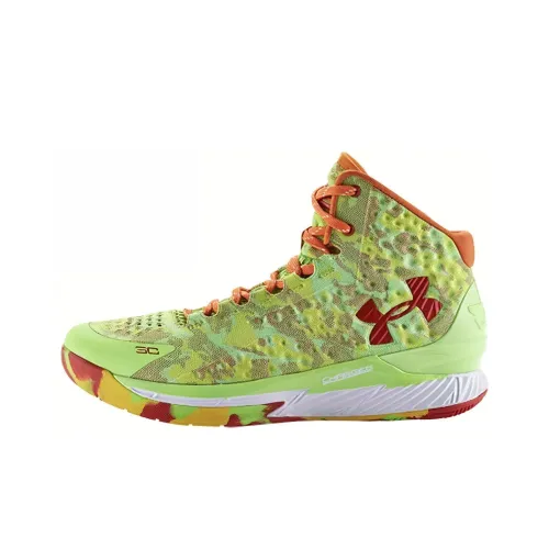 Under Armour Curry 1 Конфетный Reign Нескользящий Легкий Высокий Топ Баскетбольные Кроссовки Мужской Зеленый