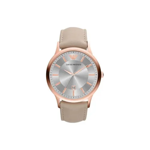 EMPORIO ARMANI Watch Кварцевый механизм Естественная кожа Ремешок 40 мм Серебристый циферблат Унисекс