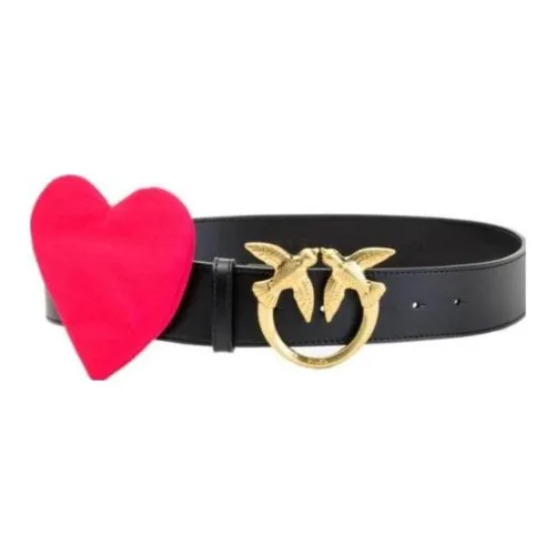 PINKO Pattern Design Smooth Clasp Leather Belts Women's Black Width 4CM