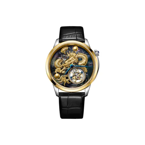 TIANWANG Tourbillon Механические часы Мужские часы Черный циферблат