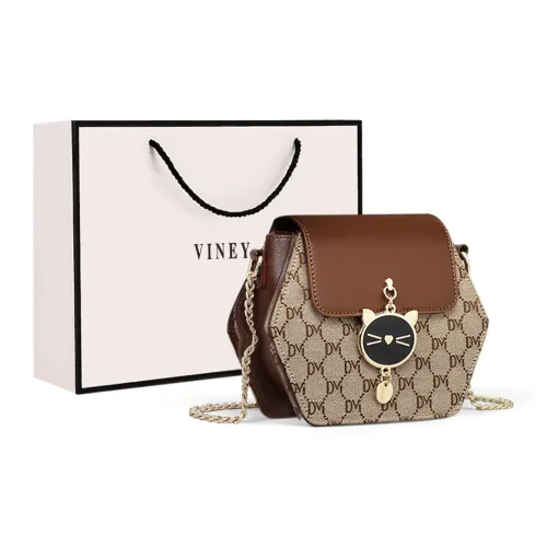 VINEY Ткань Синтетическая кожа Сумка через плечо Маленькая Женская Кофейная