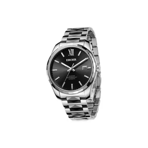 EBOHR Master Collection Механическое механическое устройство часы с ремешком из нержавеющей стали черный циферблат мужские часы