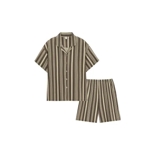 Sha Qian Пижамный комплект Летний Женский Кофейный