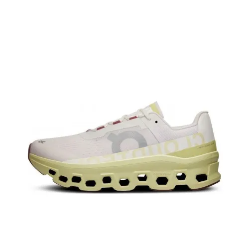 On Cloudmonster Slip-resistant Abrasion-resistant Низкий топ Беговые кроссовки Женские Белый Зеленый