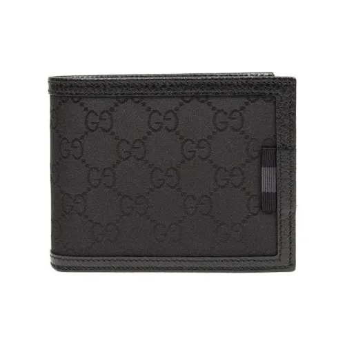 GUCCI Canvas с кожаными вставками кошелек мужской черный