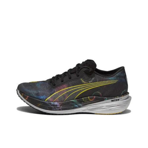 PUMA Deviate Nitro Elite 2 Slip-Resistant Abrasion-Resistant Breathable Low-Top Casual Running Shoes Men's Black Gray PUMA Deviate Nitro Elite 2 Противоскользящий Устойчивый к износу Дышащий Низкий Топ Повседневные Беговые Кроссовки Мужские Черный Серый