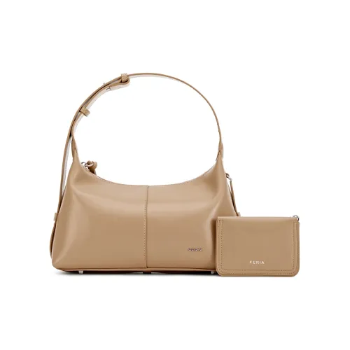 Feria Спилок коровьей кожи 1 шт DUAL Плечо Twin Сумка-ланчбокс Одно плечо Сумка Женские Коричневый черный Экрю