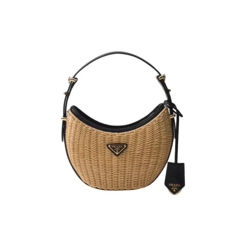 PRADA Arque Прутья ивы с кожаными вставками Сумка Женская Коричневый и Черный