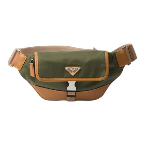 PRADA Сумка через плечо из кожи бананка мужская армейский зеленый и карамель