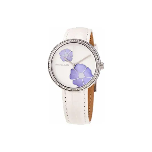 MICHAEL KORS Наручные часы Кварцевый механизм Кожаный ремешок 36 мм Серебристый циферблат Женские часы