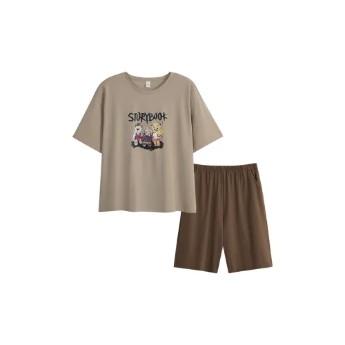 Sha Qian Пижамный комплект Летний Женский Хаки