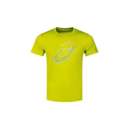 Asics Бег Т-Рубашка Мужская Желтая Зеленая