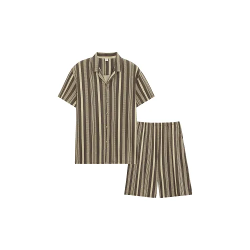 Sha Qian Пижамный комплект Летний Мужской Кофейный