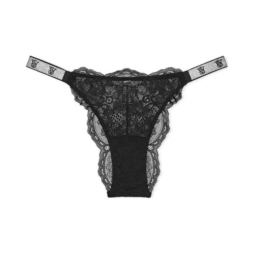 Victoria's Secret VERY Сексуальный SHINE Ремень Кружево Стринг Panty B Нижнее белье Женские 1 шт Черный Кружево