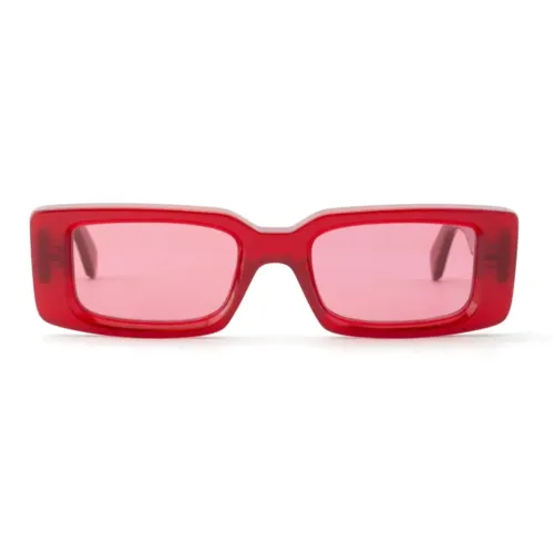 OFF Белый Ацетат Прямоугольные Солнцезащитные очки Унисекс Красный