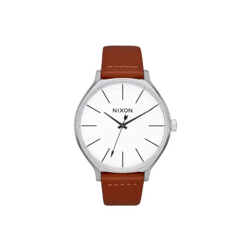 NIXON Наручные часы Кварцевый механизм Натуральная кожа Ремешок 30MM Белый циферблат Женские часы A12501113 00