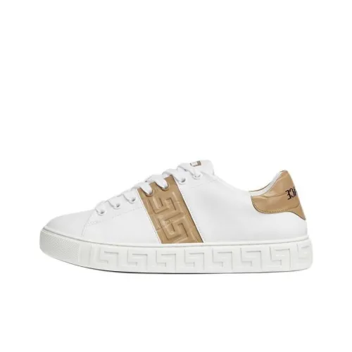 VERSACE Greca Низкие Кроссовки для скейтбординга Женские Белые Золотые