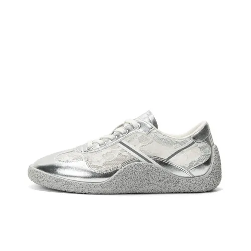 Q.VONTON Кроссовки для скейтбординга Low Top Серебряные Женские