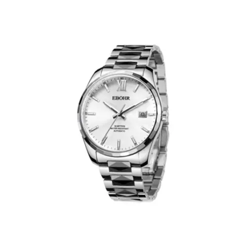 EBOHR Master Collection Механическое механическое часы из нержавеющей стали с ремешком мужские часы белый циферблат модель 21020118