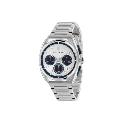 Maserati Terry Marlon Collection Мужские часы Кварцевый механизм Ремешок из нержавеющей стали 41 мм Серебристый циферблат