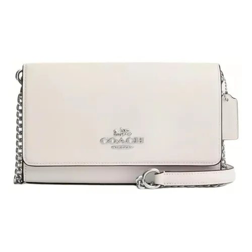 COACH Телячья кожа Клатч Сумка через плечо Маленький Women's Silver Мел белый