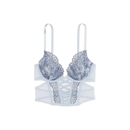 Victoria's Secret Розовый DREAMANGELS BOHO Цветочный Вышивка Низкий вырез Demi КОРСЕТ Бюстгальтер Женский Синий