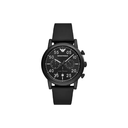 EMPORIO ARMANI Наручные часы Кварцевый механизм Кожаный ремешок 43 мм Черный циферблат Мужские часы