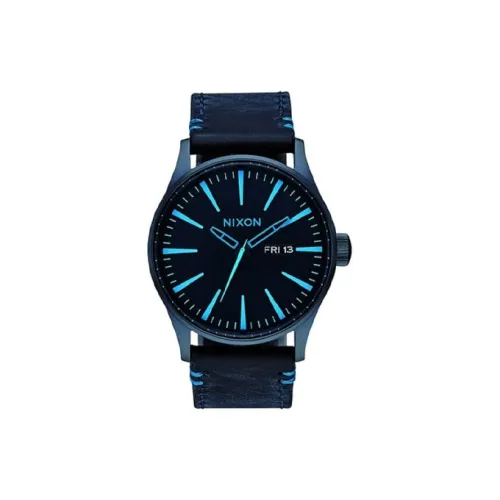 NIXON Наручные часы Кварцевый механизм Кожаный ремешок 42 мм Синий циферблат Мужские часы