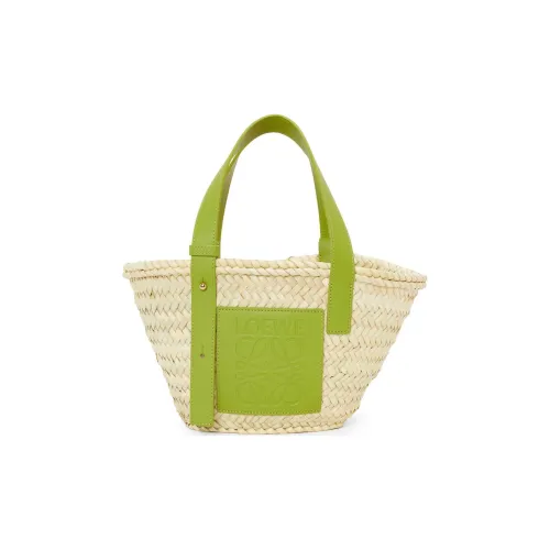 LOEWE Basket Пальмовый лист с Телячья кожа Корзинка-сумка Тоут Сумка Сумка для покупок Сумка Маленькая Женская Натуральная Prairie Зеленая