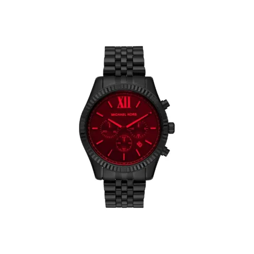 MICHAEL KORS Мужские часы Кварцевый механизм Ремешок из нержавеющей стали 44 мм Черный циферблат