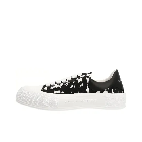 Alexander McQueen Deck Low Топ Стильные Скейтбординги Мужской Черный Белый