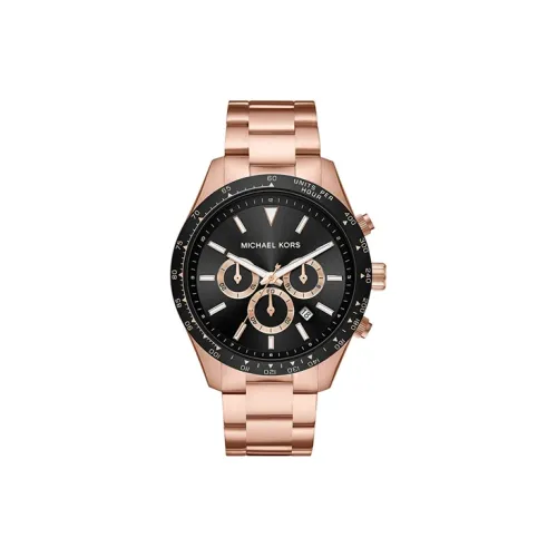 MICHAEL KORS Мужские часы Кварцевый механизм Ремешок из нержавеющей стали 45 мм Черный циферблат