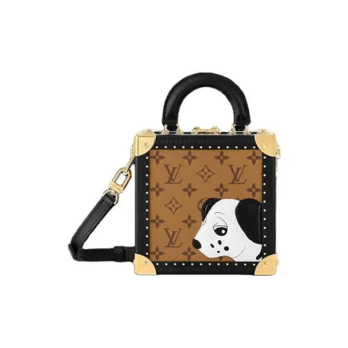 LOUIS VUITTON Sun Yitian Коллаборация Гладкая коровья кожа Твердая Коробка Одно плечо Сумка Мини Женская Коричневая и Черная