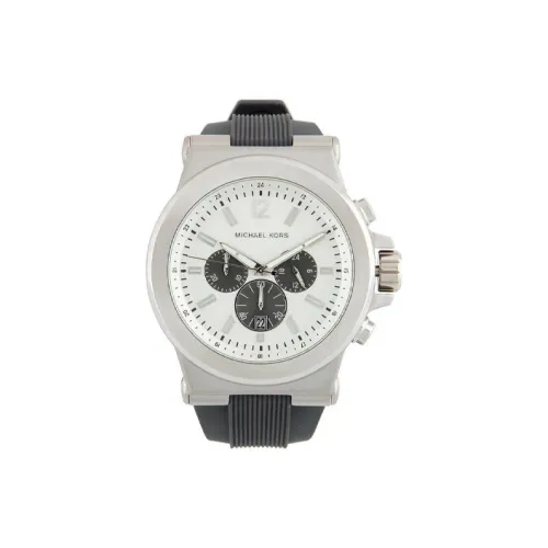 MICHAEL KORS Jet Engine Collection Мужские часы Кварцевый механизм Резиновый ремешок 50 мм Серебристый циферблат