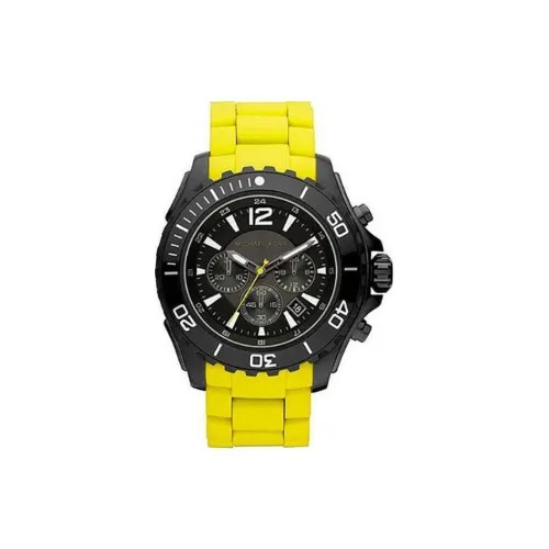 MICHAEL KORS Наручные часы Кварцевый механизм Резина Стальной ремешок 47 мм Черный циферблат Мужские часы