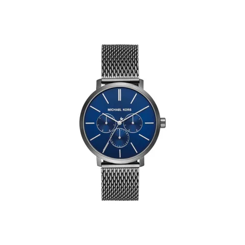MICHAEL KORS Мужские часы Кварцевый механизм Ремешок из нержавеющей стали 42 мм Синий циферблат