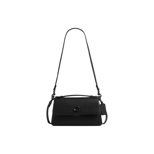 COACH Juno Дубленая кожа Сумка через плечо сумка среднего размера женская матовый черный