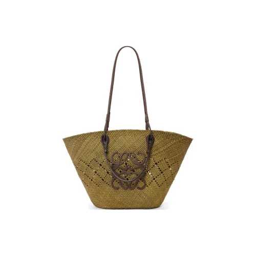 LOEWE Anagram Basket Palm Tote Bag Shopping Bag Shoulder Bag Crossbody Bag Women's Olive Chestnut