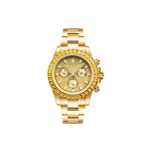 A BATHING APE Кварцевый механизм нержавеющая сталь ремешок часы 42 мм мужские золотой циферблат