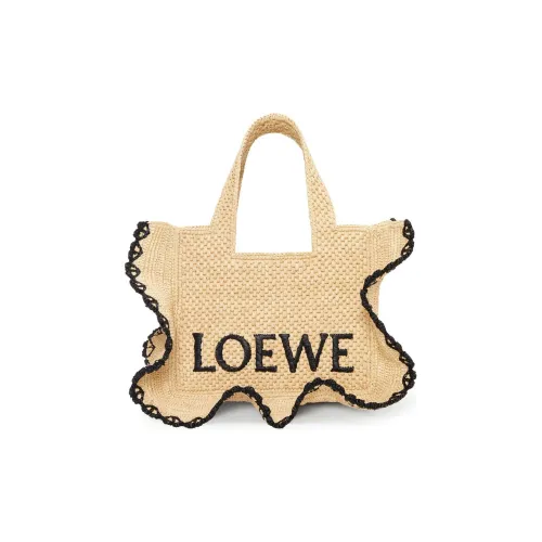 LOEWE Font Tote Рафия Сумка через плечо Сумка Маленькая Женская Натуральная и Черная