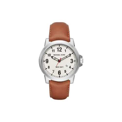 MICHAEL KORS Мужская коллекция наручных часов Кварцевый механизм Кожаный ремешок 43 мм Белый циферблат Мужские часы