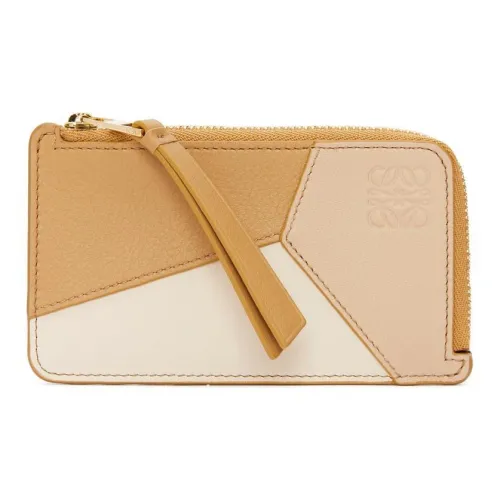 LOEWE Пазл Телячья кожа Держатель для карт Женские Ангольский цвет Тауповый Золотой