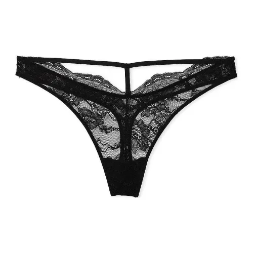 Victoria's Secret Розовый VERY Сексуальный SHINE Ремень Кружево Стринг Panty Черный Трусы Женские 1 Пачка Черный