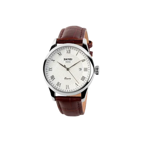SKMEI Кварцевый механизм натуральная кожа ремень мужские часы белый циферблат