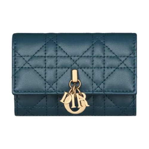 DIOR Lambskin Wallet Women's Dark Blue