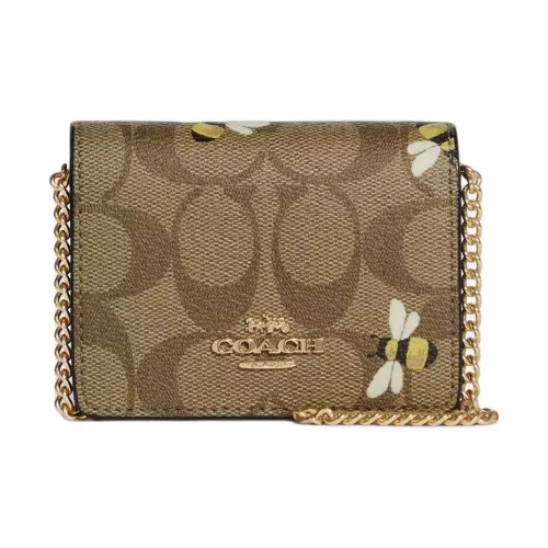 COACH Canvas с кожаными вставками кошелек сумка через плечо маленький женский хаки