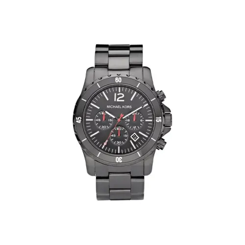 MICHAEL KORS Мужские часы Кварцевый механизм Ремешок из нержавеющей стали 44 мм Черный циферблат
